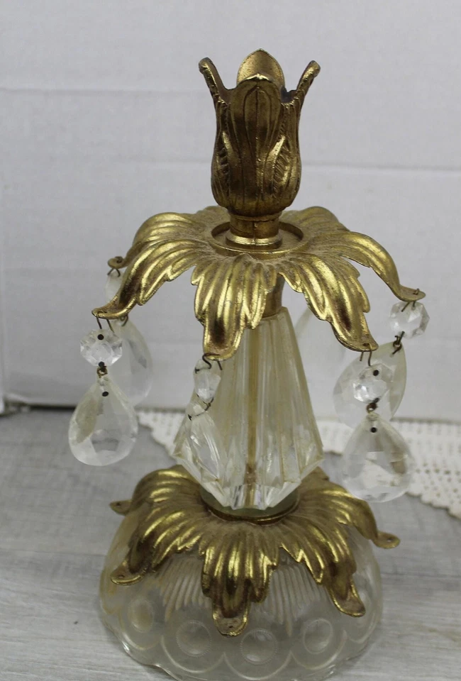 Par de Candelabros Estilo Barroco Cristal Prismas Vidrio Latón Acentos Decoración Foto 2 de 4