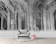 3D Snow Forest Elk Wallpaper Wall Mural Removable Self-adhesive Sticker1108