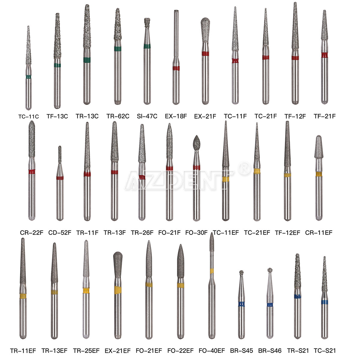 DENTAL DIAMOND 全12号セット　2023年 AZDENT Dental Diamond Burs FG Cutting Zirconia Ceramic Round End Cylin