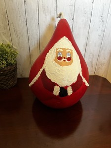 The National Gourd Lady  Painted Gourd Santa Holiday decor Signed 2006