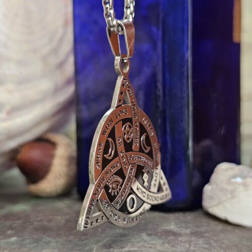 Trinity Knot Triquetra Pendant Inspiation Script Amulet Necklace Jewellery & Box - Picture 19 of 23