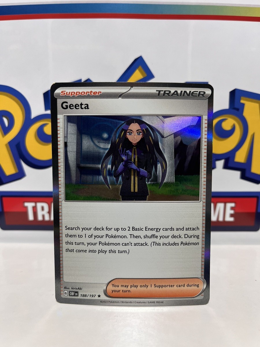 Geeta Pokemon Card 188/197 HOLO RARE NM Near Mint Obsidian Flames TCG Geeta Pokemon Card 188/197 HOLO RARE NM Near Mint Obsidian Flames TCG
