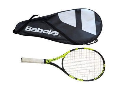 Babolat Pure Aero FSI Spin 4 1/8  Tennis Racquet Neon Green/Black Used w/Bag