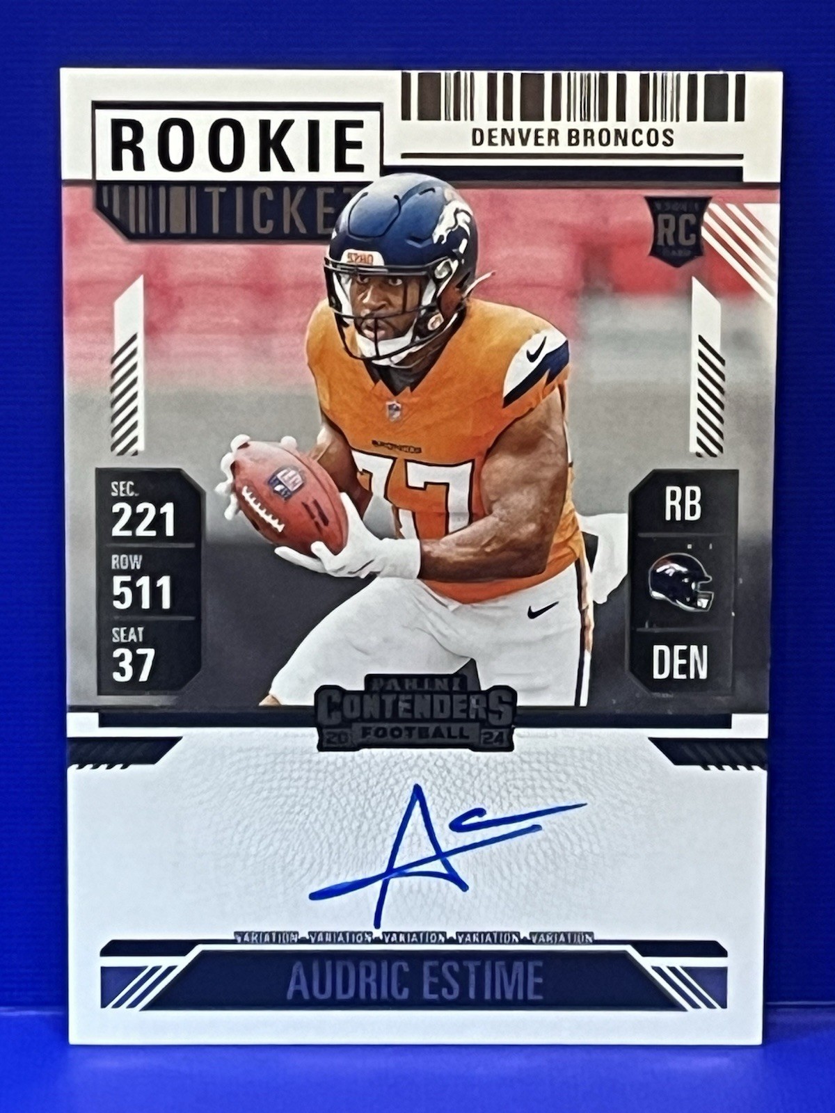 2024 Panini Contenders Audric Estime Rookie AUTO RC #120 Denver Broncos