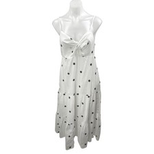 Ann Taylor LOFT White Black Floral Sleeveless Twist Cami Tank Midi Dress Size S