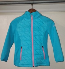 Snozu Blue and Pink Quilted Jacket Girls Size Small 7/8 Lightweight Hooded Coat