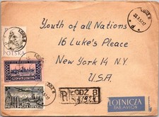 GOLDPATH: Poland cover 1957 to USA registered airmail CV899_P22