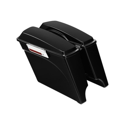 XFMT 5 Inch Vivid Black Stretched Saddlebags Extended Saddle bag with Lids La...