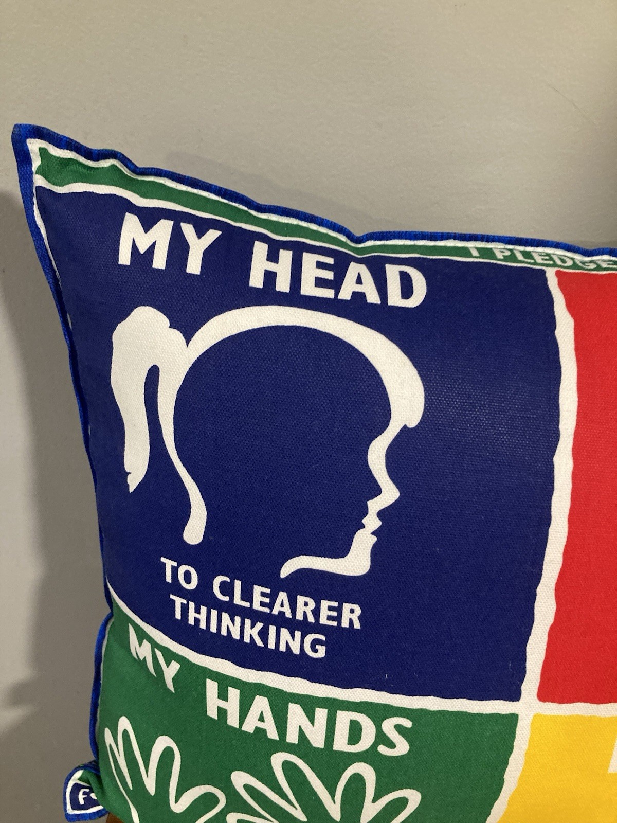 4-H  4H Pillow Complete Country Girl Farmhouse Hearts Hands Motto 15” X 15”