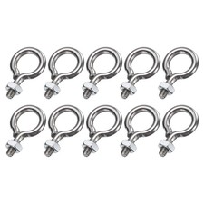 10 Pack Eye Bolts, M3 x 6mm Threaded EyeBolt Silver Eye Hooks with Nut
