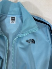 The North Face Women Track Jacket Zipper Pocket Stripes Size M Blue Full Zip