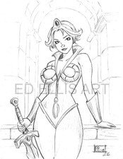 Teela - MOTU - He-Man - 8.5 x 11 - ORIGINAL Sexy Comic Art Pinup SIGNED