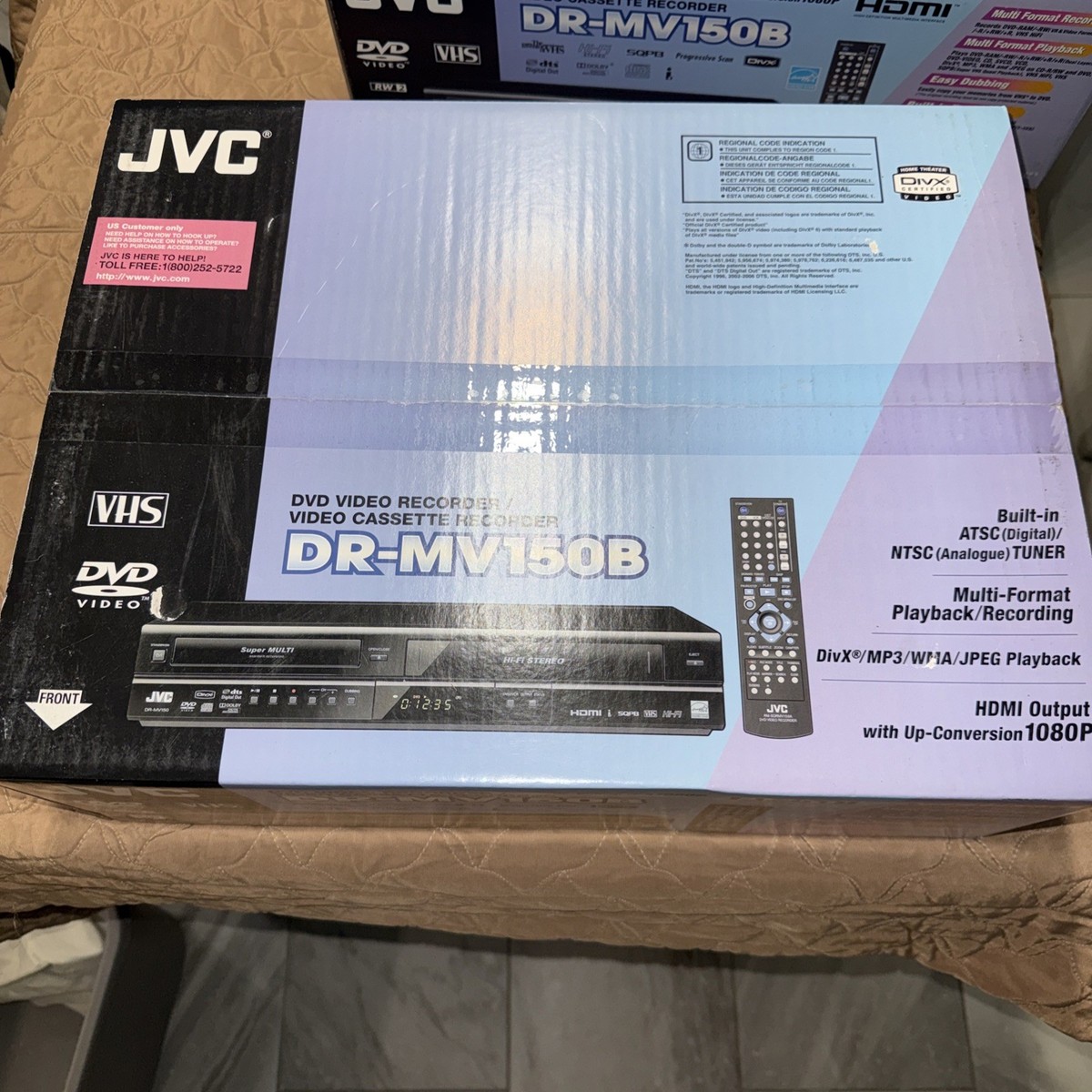 NEW JVC DR-MV150B DVD VCR Combo Recorder with NTSC and ATSC Tuners
