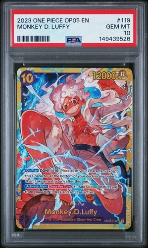 Monkey D. Luffy PSA 10 One Piece OP05-119 Gear 5 Alternate Art English Card 2023