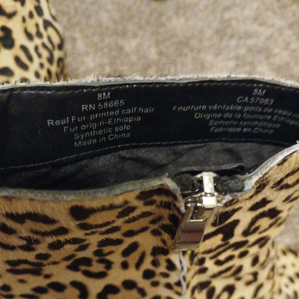 Botas halógenas de pelo de becerro con estampado de leopardo talla 8 Abbi botines de tacón bloque Foto 4 de 4