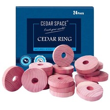 24 PCS Cedar Blocks Clothes Storage 100 Natural Rings Wardrobe Freshener