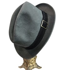 Vintage 1950s Stetson Gray Fedora 3X Beaver Red Lining Brass Buckle Retro Hat