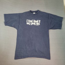 Vintage 90  s Guess Jeans Mens Tee Shirt Blue Size Large Made In USA