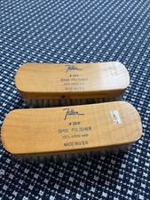 2 Vintage Felton 264 100 Horse Hair Brush Wood Handle Shoe Shine Polish Brush