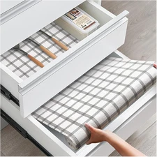 Drawer and Shelf Liner, Non-Slip 11.8"W x 118"L, White Stripes 