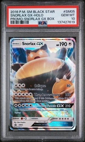 2016 POKEMON SM BLACK STAR PROMO SNORLAX GX BOX #SM05 SNORLAX GX-HOLO PSA 10