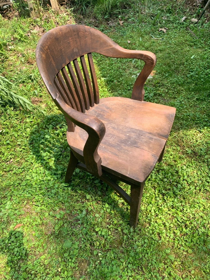 Silla banquera Milwaukee Chair Company 1929 madera de abedul 240W no restaurada Foto 2 de 4