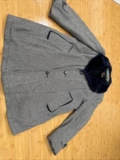 Vintage Richman Brothers Wool Blend Coat Herringbone 42L Faux Fur Liner