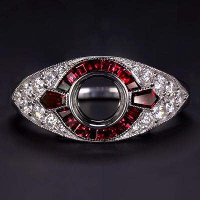 RUBY DIAMOND ENGAGEMENT RING SETTING ROUND - Main Image