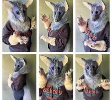 Melissa Mendelson Art/Zulayawolf Partial Fursuit Head, Hands, and Tail