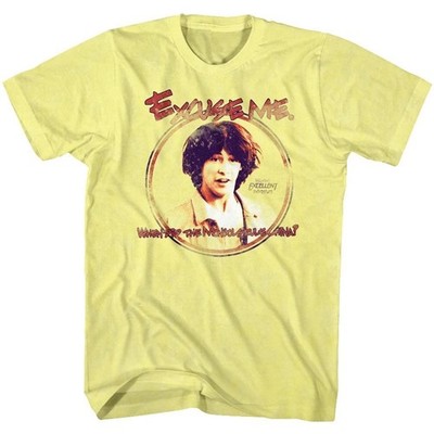 Bill and Ted Movie T Shirt 1989 EXCUSE ME Official New Yellow Heather Merch