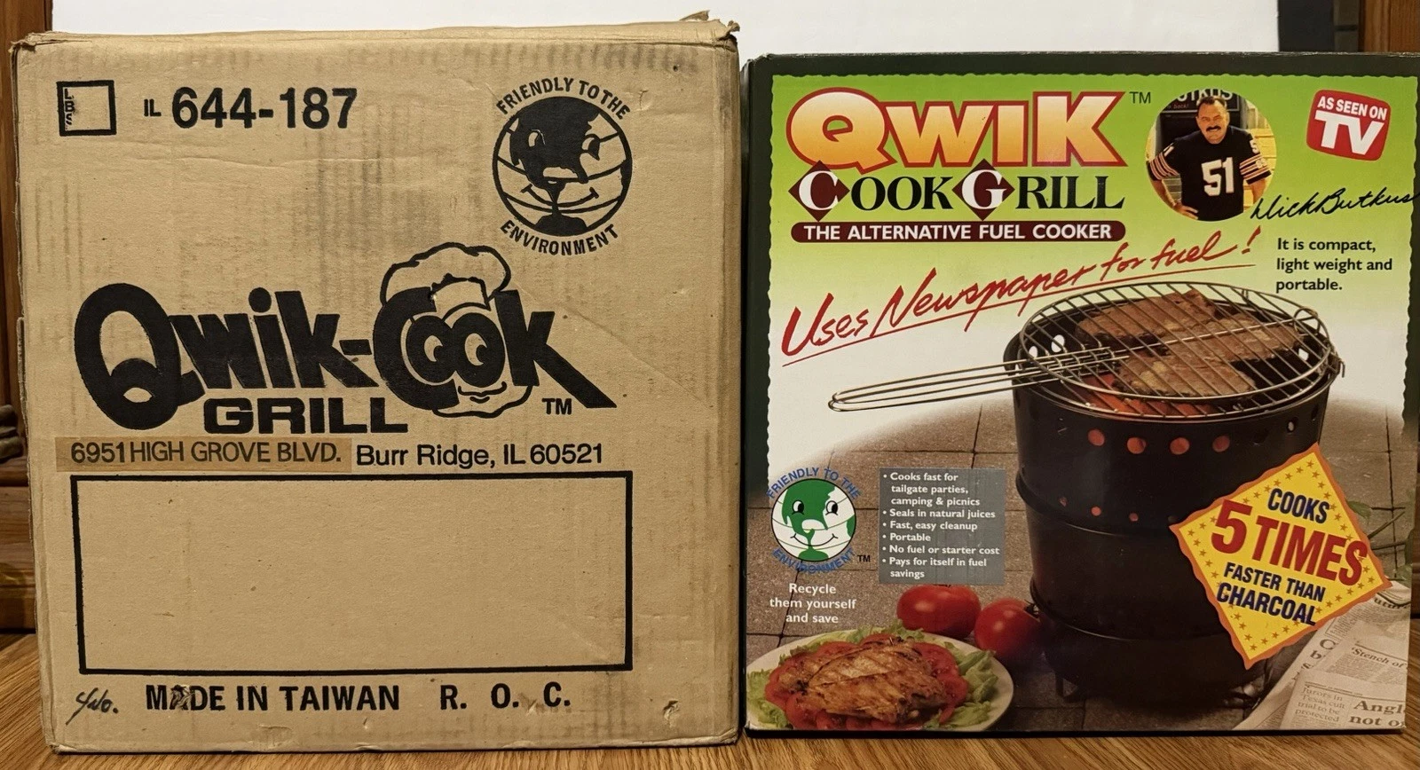 Qwik Cook Alternative Fuel Cooker Grill Vintage Dick Butkus Camping Tailgating