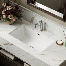 HOROW Undermount Bathroom Sink 27x15 Inch Vanity Sink with Deep Basin, Overflow