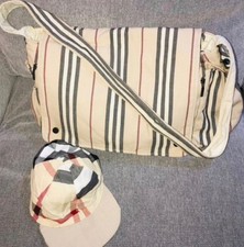 BURBERRY DIAPER BEIGE NOVA CHECKED BABY CHANGING BAG WITH REMOVABLE CHANGING MAT