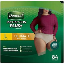 Depend Protection Plus Ultimate Underwear Women Large 84 Ct