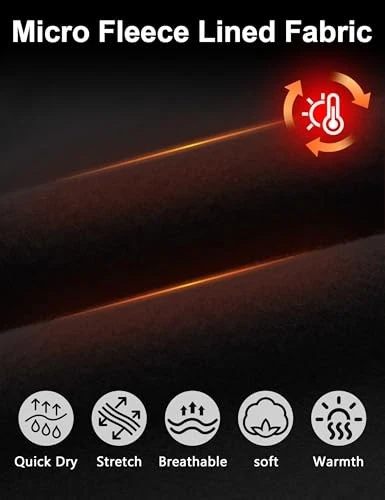 Mens Thermal Compression Pants, Fleece Lined Athletic Leggings XX-Large Black - Image 4 of 4