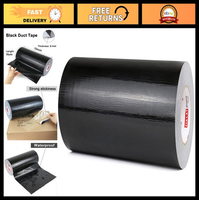 12'' Black Heavy-Duty Duct Tape - 55 Yards, Waterproof, Strong, Flexible, No Resi