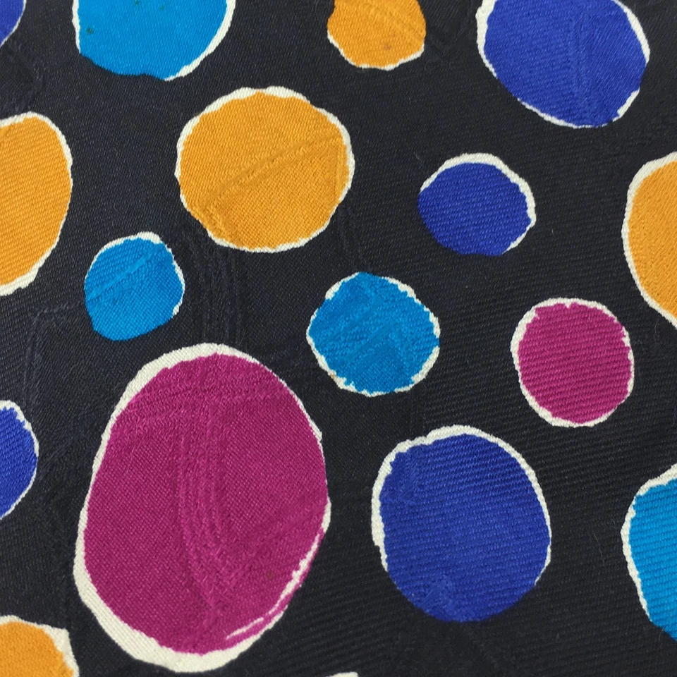 Paul Fredrick 宽领带黑色橙色蓝色紫色圆圈几何图案 100% 真丝美国 — 第 4/4 张图片