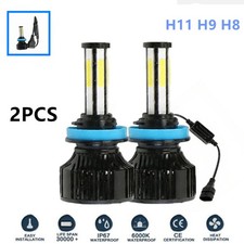 6-sides H11/H9/H8 LED Headlight High/Low Beam Bulbs Super Bright 6500K 3600000LM
