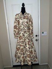 Sezane Zoea Time Capsule Full Length Button Up Shirt Style Maxi Dress Sz 4