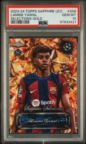 2023-24 Topps Chrome Sapphire Selections RC Rookie Gold /50 Lamine Yamal PSA 10
