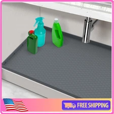 Under Sink Mats for Kitchen Waterproof, Silicone Under Kitchen 34" x 22" Gray