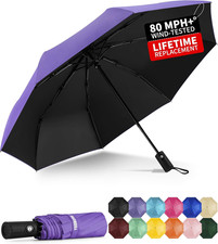 Windproof Automatic Travel Umbrella, Compact Folding UV Sun & Rain