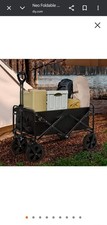 Neo Foldable Collapsible Garden Festival Cart Black Metal Frame with Wheels New