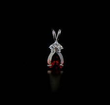 14k White Gold Pear CZ Birthstone Pendant