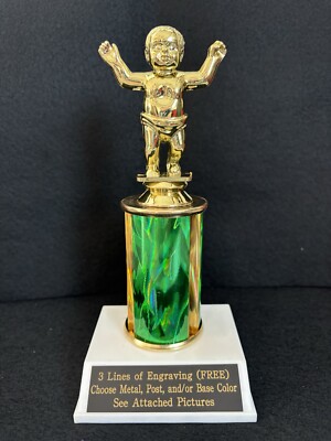 Walking Baby Trophy With 3  Post. (Please See All Photos)