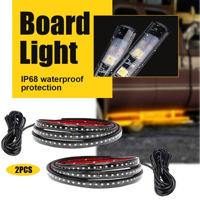 Running Board Side Step LED Light Amber White Turn Signal DRL Strip Bar ...
