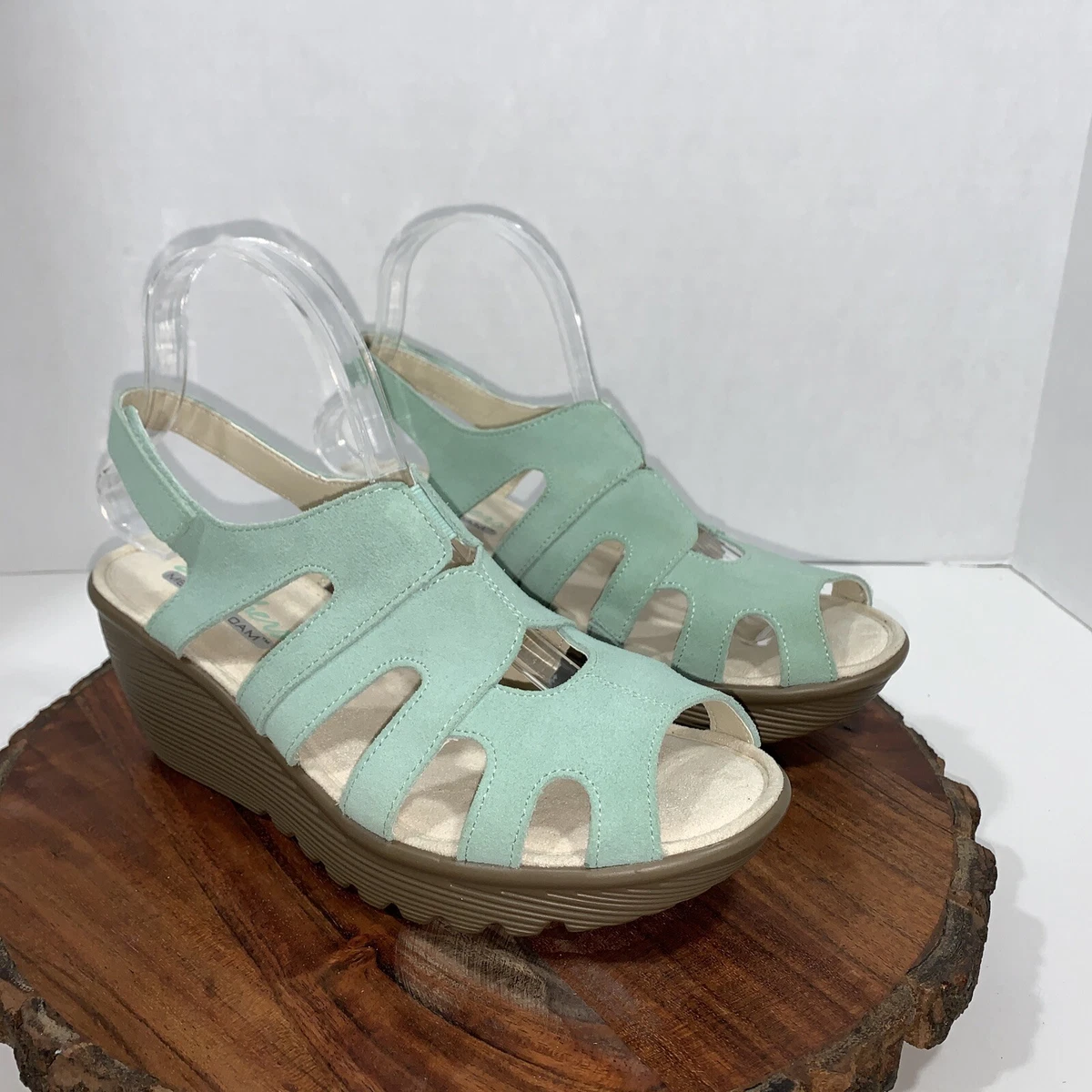 Mint green hotsell wedge sandals