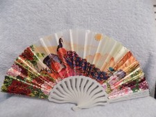 Colorful Multicolor Peacock Folding Hand Fan New No Tag Or Box