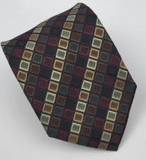 Croft Barrow Polyester Tie Gray Black Red Brown Geometric Necktie 57 x 3.1/8