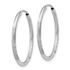 14k Gold 1.5x20mm Satin Diamond-cut Endless Tube Hoop Earrings XY1195